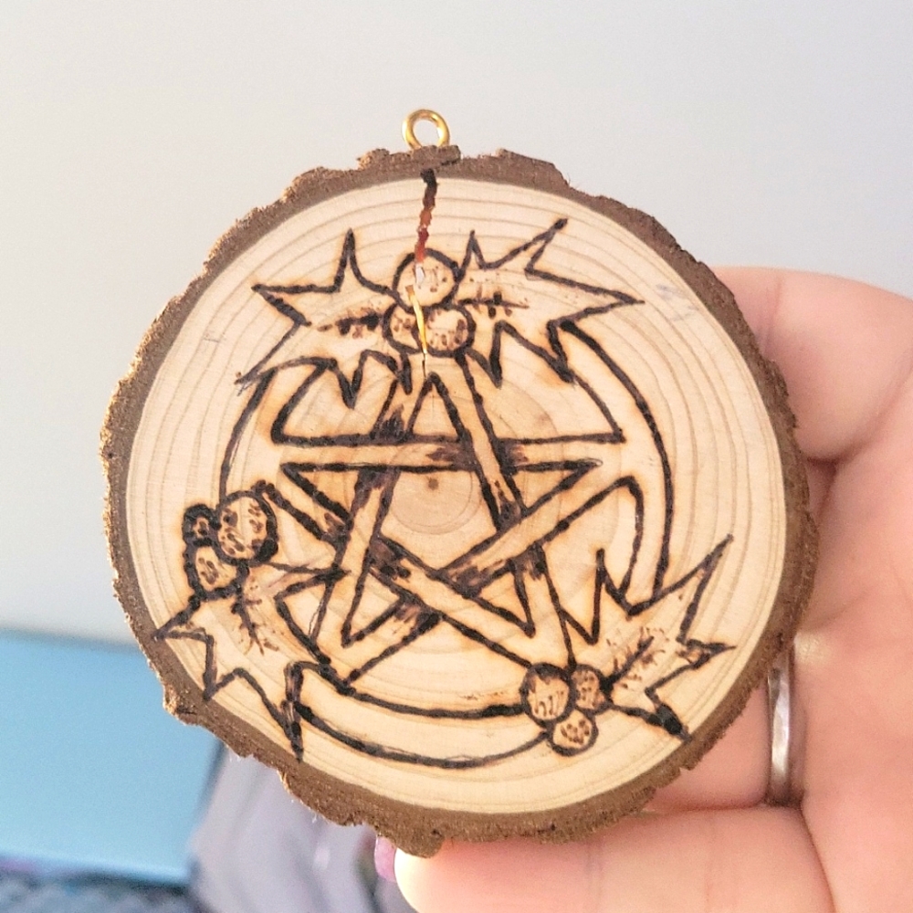 Wood burned ornament